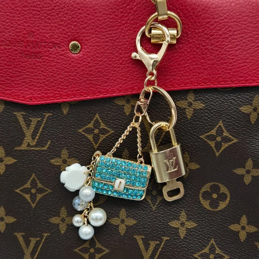 Authentic Louis Vuitton Padlock & Key Gold ✨Unbranded Bag Charm Keychain